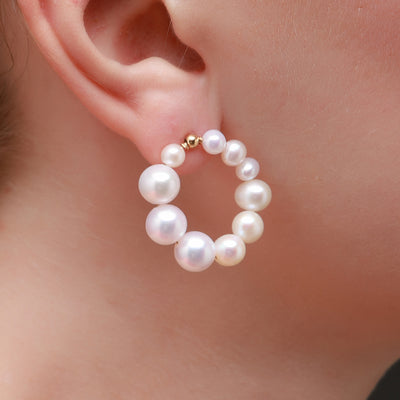 COCO Kim Embellished Series Pearl beads hoop earrings
