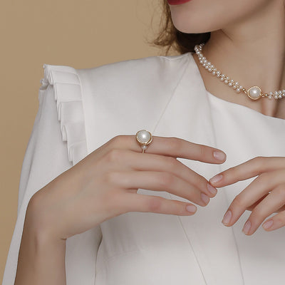 COCO Kim Classic Filigree Series  Adjustable edison pearl rings
