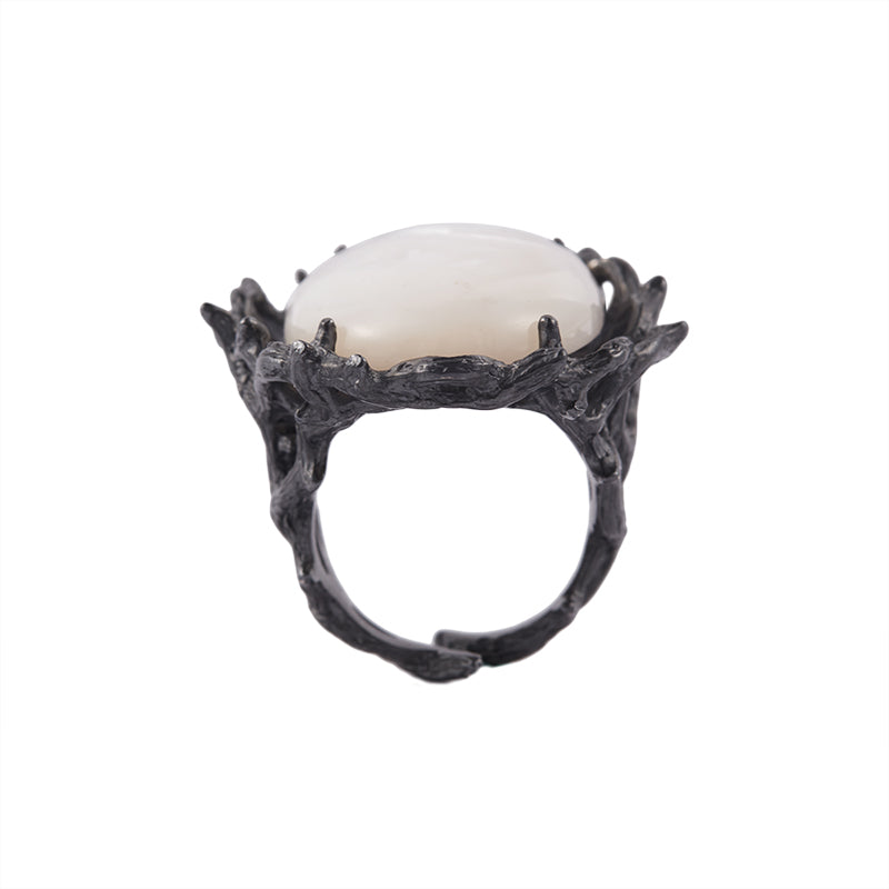 Hard Candy Oval White Mother-of-pearl Ring
