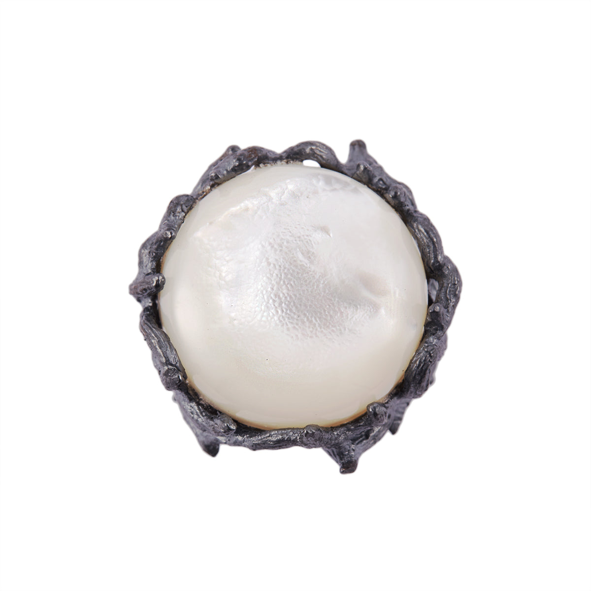 Hard Candy Round White Mother-of-pearl Ring