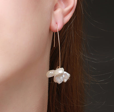 COCO Kim Falling Flower Series Petal pearl threaders earrings