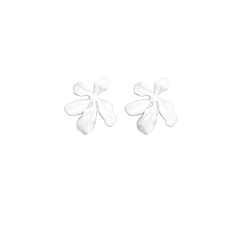 daartemis Iris flower pearl studs earrings