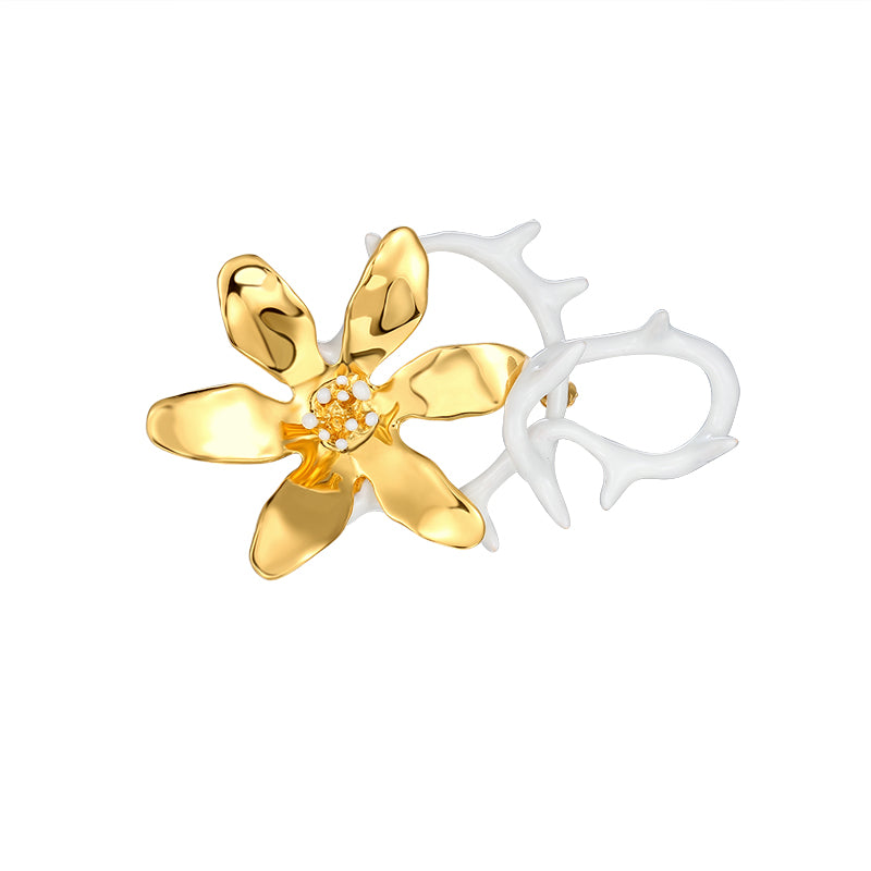 daartemis Flowers with thorn collection six petals joint brooch