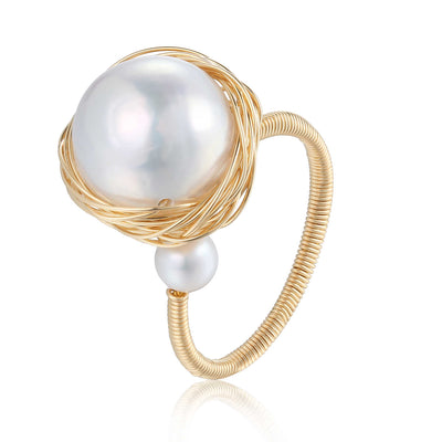 COCO Kim Classic Filigree Series  Adjustable edison pearl rings