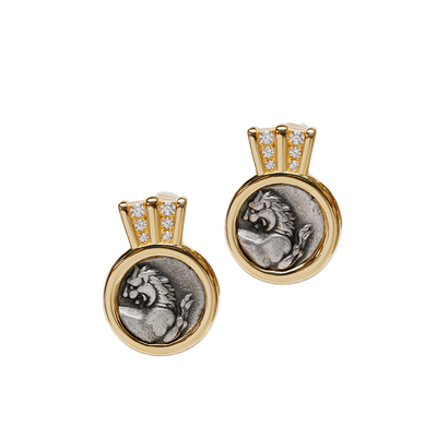 Vulcanus Lion Mark stud earrings