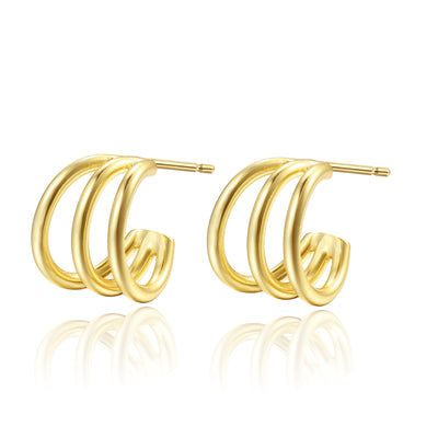 Archibald Triple rings huggies earrings