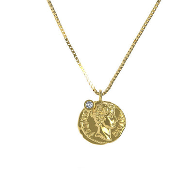 THEOGONY Roman coin dainty necklace