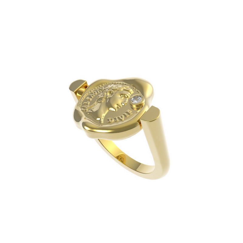 THEOGONY Roman coin wax seal ring