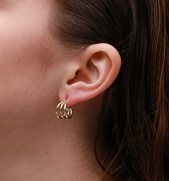 Archibald Triple rings huggies earrings