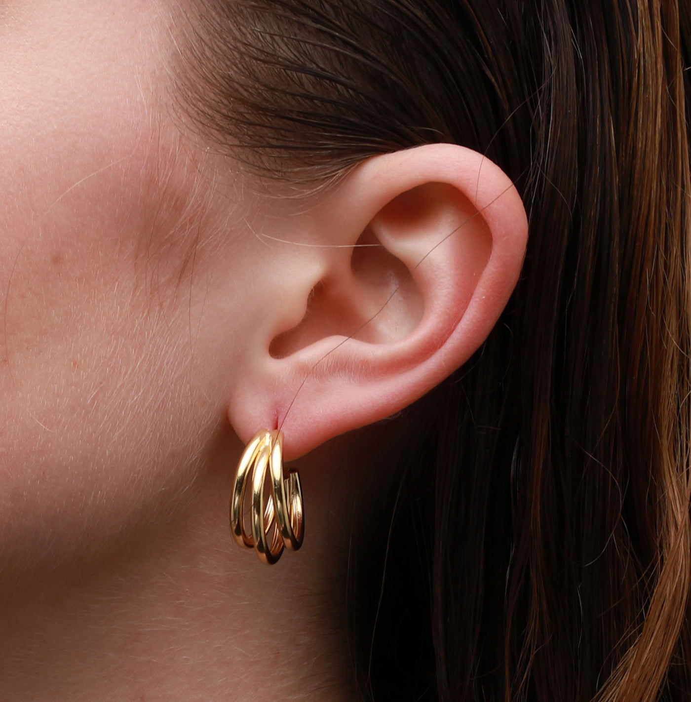 Archibald Triple pipe hoop earrings