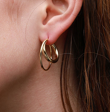 Archibald Double pipe hoop earrings