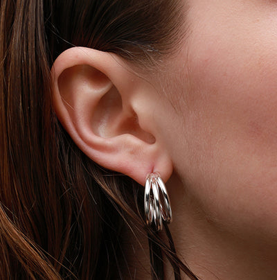 Archibald Triple pipe hoop earrings