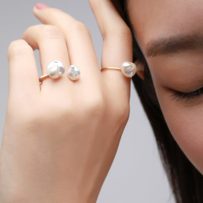 COCO KIM Baroque Series Double Bead  Adjustable Ring