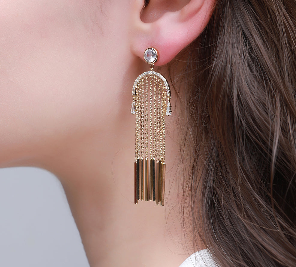Every Look Golden waterfall tassel  earrings
