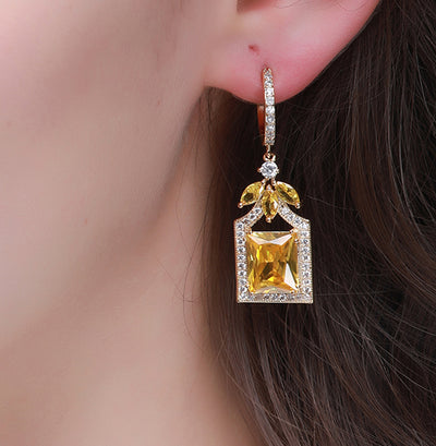 Every Look Yellow perfume bottle shaped drop earrings