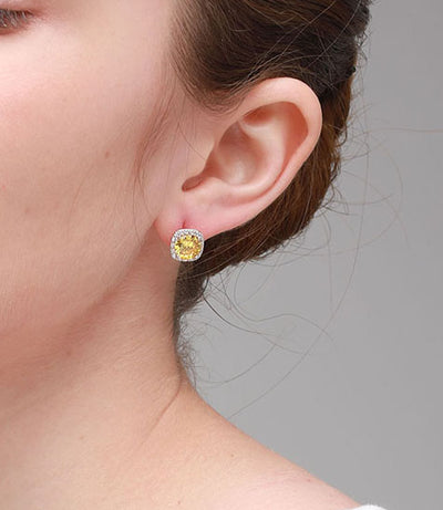 Every Look Yellow square stud earrings