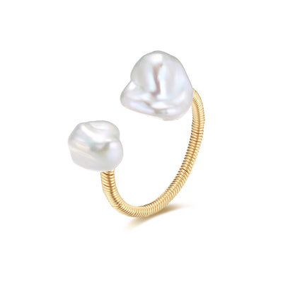 COCO KIM Baroque Series Double Bead  Adjustable Ring