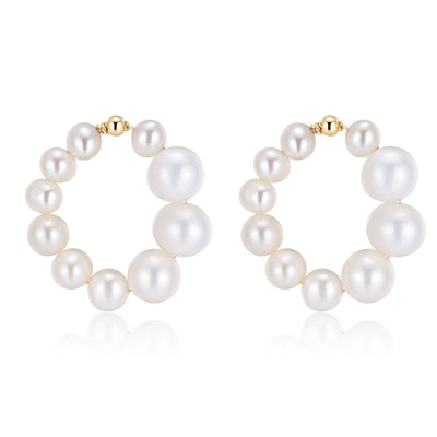 COCO Kim Embellished Series Pearl beads hoop earrings