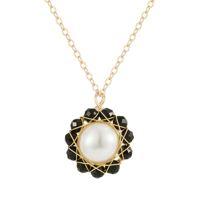 COCO KIM Mix Colors Series Black spinel & pearl necklace