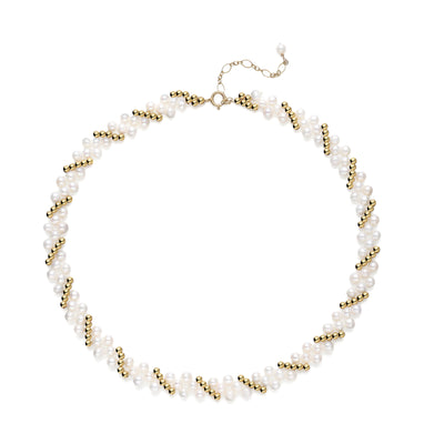 COCO Kim Flowing Pearl Series Staggered gold beads choker