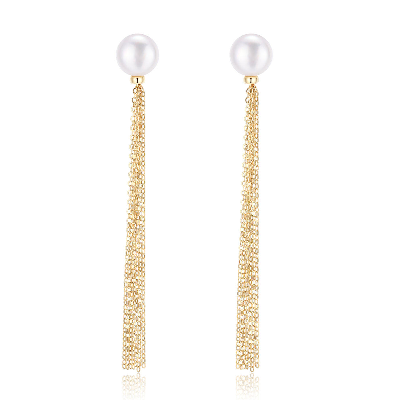 COCO Kim Flowing Pearl Series Long tassel drop earrings