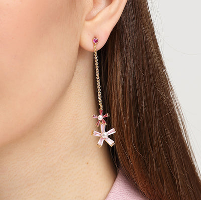 Every Look Dual flower drop earrings