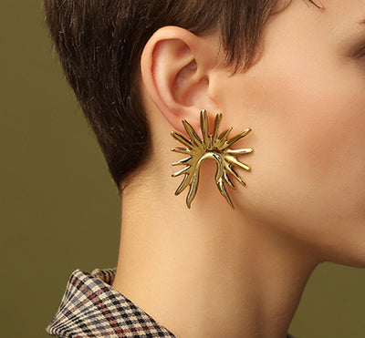 daartemis Fern Collection big fern leaves asymmetric drop earring