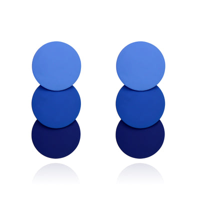 Social Talent Klein blue gradient triple circles earrings