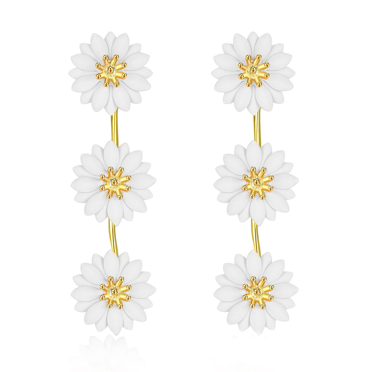 Social Talent Triple daisy drop earrings