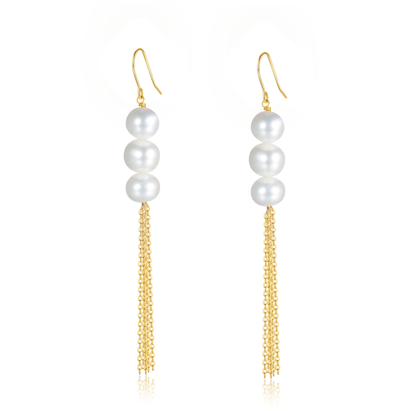 COCO Kim Flowing Pearl Series Three pearls tassel hook earring